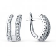  Серьги классические из серебра с фианитами