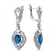  Серьги классические из серебра с фианитами