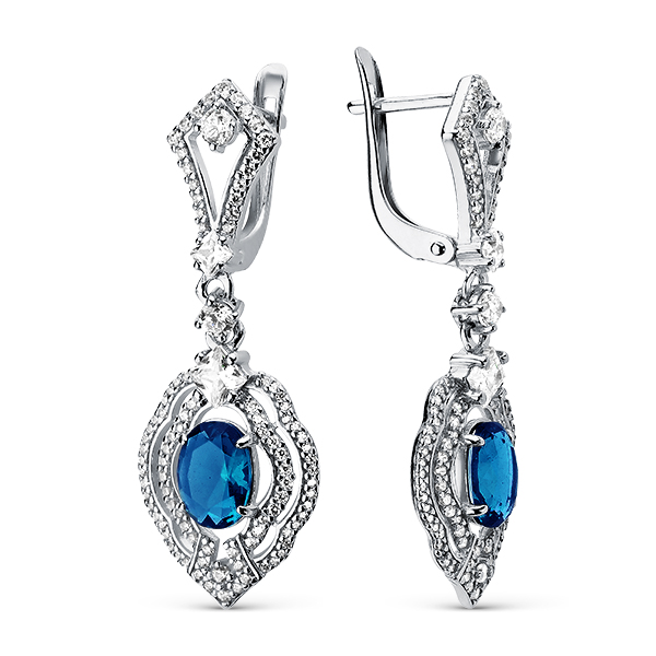 Серьги классические из серебра с фианитами
