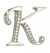 Подвески-буквы Подвеска буква "К" из серебра с фианитами