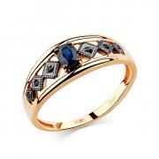 Широкие кольца Алмаз-Холдинг Кольцо классическое из золота с бриллиантом чёрным