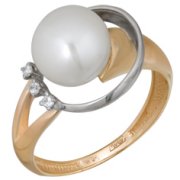 Кольца с жемчугом "Алмаз-Холдинг" Кольцо классическое из золота с жемчугом
