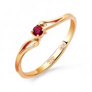  Кольцо классическое из золота c рубином