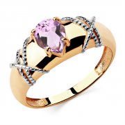 Широкие кольца Алмаз-Холдинг Кольцо классическое из золота с аметистом