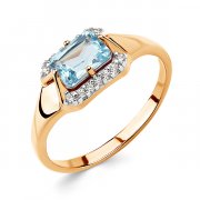 Кольца с цветными камнями Алмаз-Холдинг Кольцо классическое из золота c топазом и фианитами
