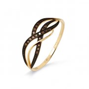  Кольцо классическое из золота с бриллиантом коньячным