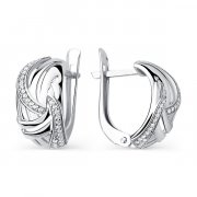  Серьги классические из серебра с фианитом