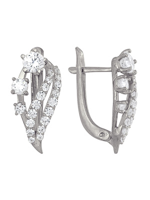 Серьги классические из серебра с фианитами