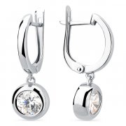  Серьги классические из серебра с фианитом