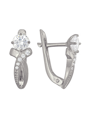 Серьги классические из серебра с фианитами