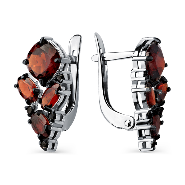 Серьги классические из серебра с гранатом