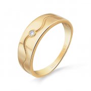  Кольцо классическое из золота c фианитом