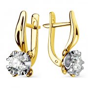 Серьги из красного золота Серьги классические из золота с бриллиантом