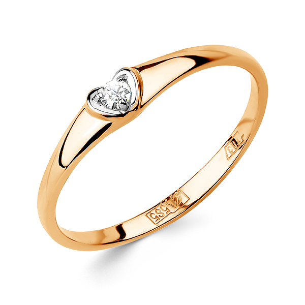 Кольцо классическое из золота c бриллиантом