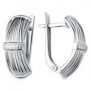  Серьги классические из серебра с фианитом