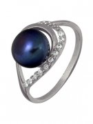 Кольца с жемчугом "Алмаз-Холдинг" Кольцо классическое из серебра c жемчугом и фианитами
