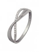  Кольцо классическое из серебра c бриллиантами