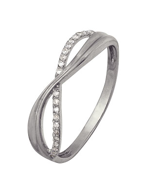 Кольцо классическое из серебра c бриллиантами