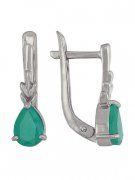 Серьги из серебра Серьги классические из серебра с изумрудами