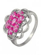Кольца с рубинами Алмаз-Холдинг Кольцо классическое из серебра c фианитами