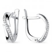  Серьги классические из серебра с фианитом