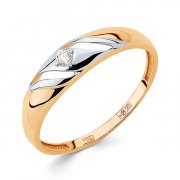  Кольцо классическое из золота c бриллиантом