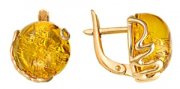 Серьги Серьги классические из золота с янтарём