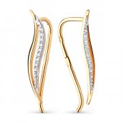  Серьги классические из золота с фианитом