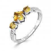 Кольца из белого золота Алмаз-Холдинг Кольцо классическое из золота с цитрином