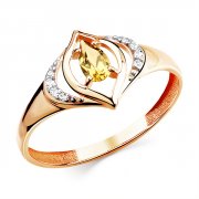 Кольца из комбинированного золота Алмаз-Холдинг Кольцо классическое из золота с цитрином