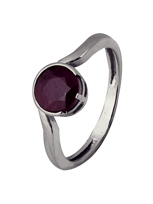 Кольцо классическое из серебра c рубином