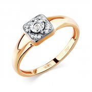  Кольцо классическое из золота с бриллиантом