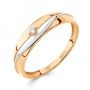  Кольцо классическое из золота c бриллиантом