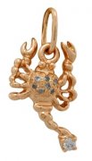 Подвески-знак зодиака Подвеска из золота Знак зодиака — Скорпион с фианитом