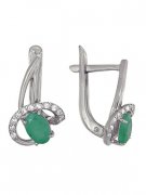Серьги из серебра Серьги классические из серебра с изумрудами и фианитами