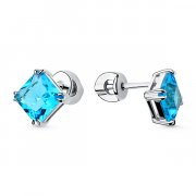 Серьги из серебра Серьги-пусеты из серебра с кристаллом ювелирным