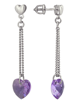 Серьги-пусеты из серебра с кристаллами Swarovski