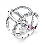 Кольца Алмаз-Холдинг Кольцо Двойное из серебра с фианитом