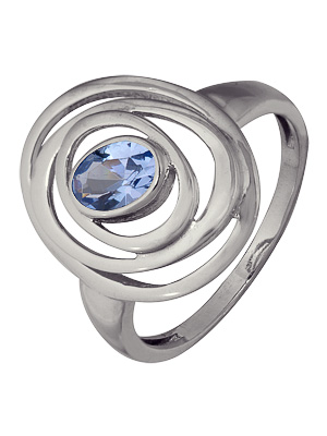 Кольцо классическое из серебра cо шпинелью