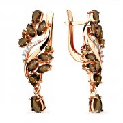  Серьги классические из золота с раухтопазом