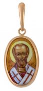  Иконка "Св. Николай Чудотворец" из золота с финифтью