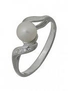 Кольца с жемчугом "Алмаз-Холдинг" Кольцо классическое из серебра c жемчугом и фианитами